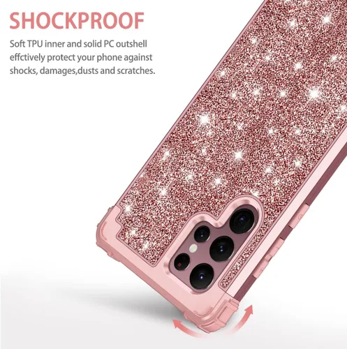 Vista 4 de LONTECT Funda para Galaxy S22 Ultra 5G, de tres capas, a prueba de golpes, resistente, híbrida, resistente, funda protectora de alto impacto
