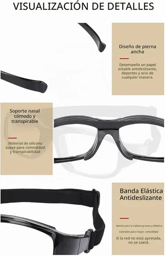Vista 6 de SooGree Gafas Deportivas de Squash y Racquetball, Gafas de Baloncesto, Correa Ajustable, Resistente al Impacto