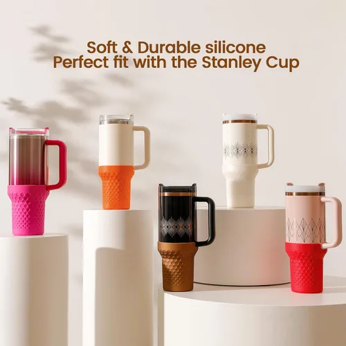 Vista 3 de Botas de silicona para Stanley, protector inferior de copa, accesorios para Stanley Quencher H2.0 FlowState Tumbler 40oz / Adventure Quencher Rojo