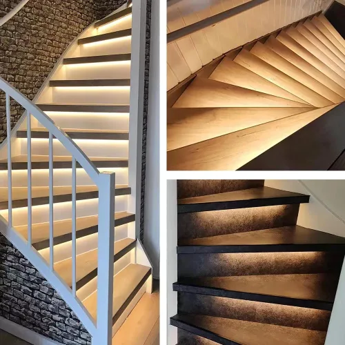 Vista 7 de Kit de Iluminación LED para Escaleras Activado por Movimiento con Sensor de Luz Diurna SSL-5616, Soporta hasta 16 Escalones × Tiras de Luces LED COB
