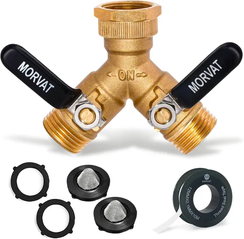 Vista 7 de Morvat - Conector de latón para manguera de jardín (2 vías)