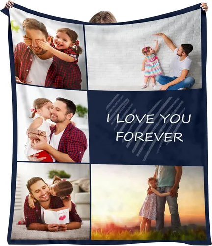Vista 7 de YESCUSTOM Manta personalizada con 10 fotos, manta familiar personalizada para mamá y papá, mantas personalizadas de collage de fotos, mantas