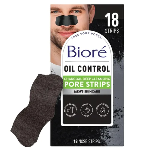 Vista 12 de Bioré Tiras de limpieza profunda de poros de carbón para hombres, tiras nasales para la eliminación de puntos negros en piel grasa, cuenta