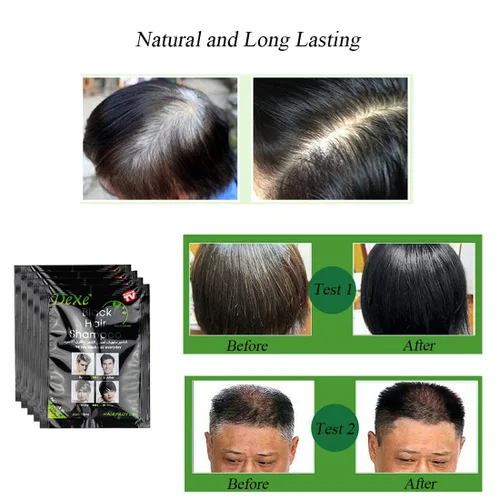 Vista 4 de Champú de tinte instantáneo para el cabello Champú semipermanente para el cabello - 10 bolsas/caja (negro)