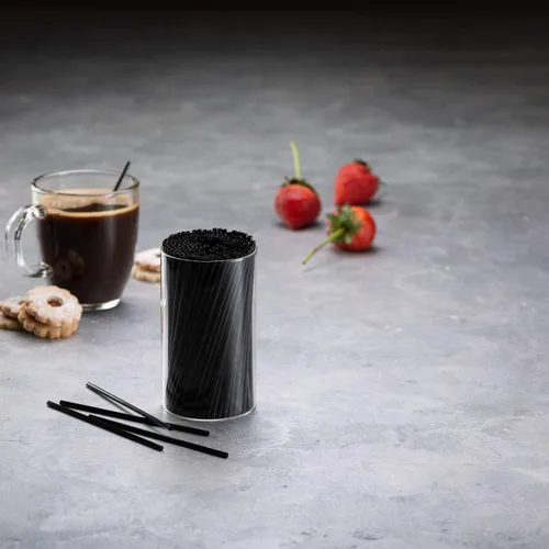 Vista 2 de [1000 unidades – Negro] Agitador de plástico de 5 pulgadas para sorber desechables, palos, para beber, cócteles, barras, agitadores de café