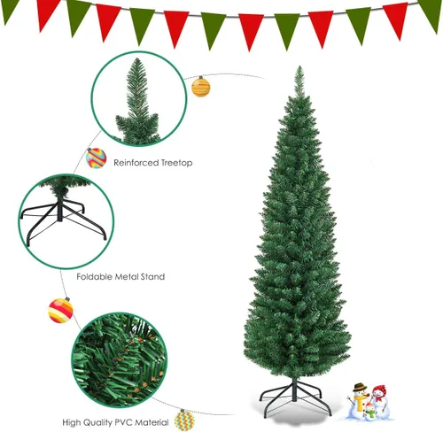 Vista 5 de BestComfort - Árbol de Navidad artificial de 5 pies/6 pies/7 pies/8 pies/9 pies, delgado con bisagras, sin luz, con 220/400/700/1000/1500 puntas