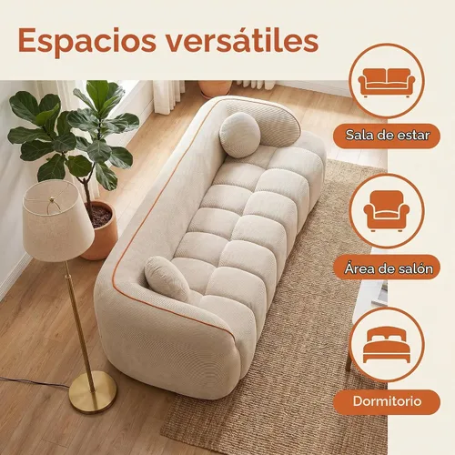 Vista 7 de 98.4 "Sofá de nube comprimida con asiento profundo, sin montaje, pana, camello