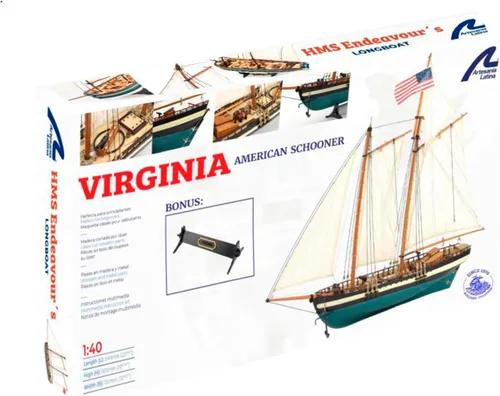 Vista 6 de Artesanía Latina - Kit de modelo de barco de madera - Goleta americana, Virginia - Modelo 22115, escala 1:41 - Modelos para montar - Nivel