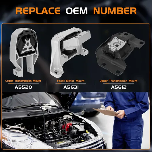 Vista 3 de Juego de 3 piezas de motor y montaje de transmisión compatible con Ford Escape 2013 2014 2015 2016, Transit Connect 2014-2021 2.0L 2.5L Motor