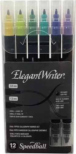Vista 11 de Set de 6 marcadores de punta mediana para caligrafía Speedball Elegant Writer