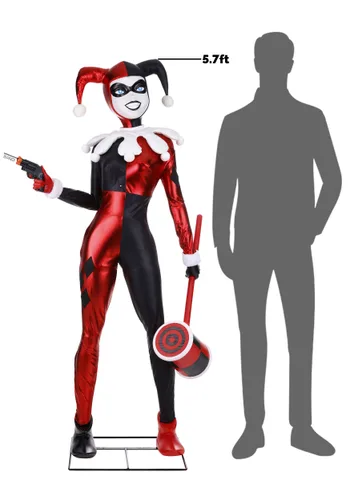 Vista 10 de Decoración Animatrónica Harley Quinn Serie Animada DC Batman 5.7FT Multicolor