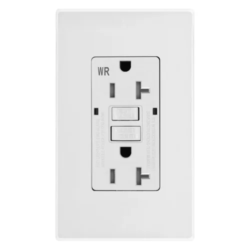 Vista 26 de Micmi Toma GFCI WR negra resistente a la intemperie, resistente a manipulaciones, receptáculo TR con indicador LED, placa de pared sin tornillos