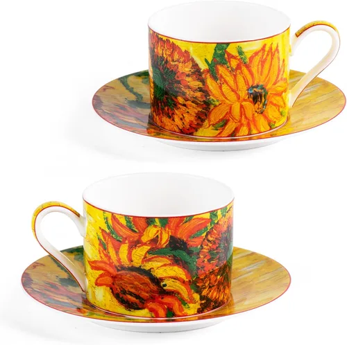 Vista 23 de KAMMAK Juego de 2 tazas de té y platillos, tazas de café de porcelana fina, tazas de café expreso apilables, demitasse de cerámica para café