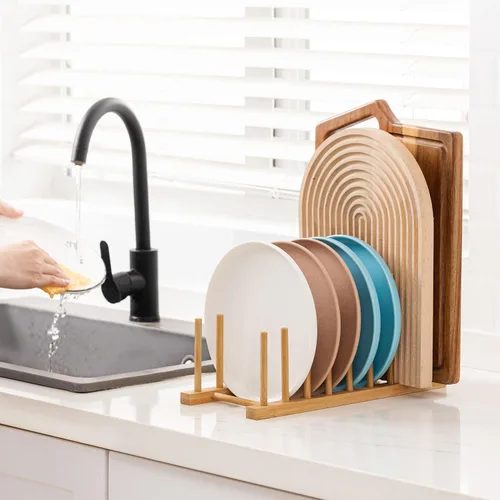 Vista 4 de HBlife Heighten - Organizador de madera de bambú para secar platos