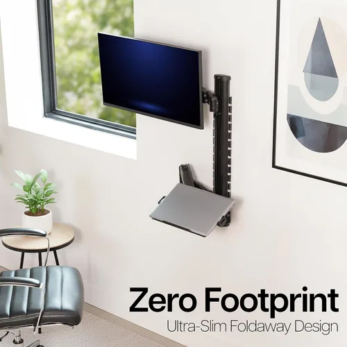 Vista 4 de VIVO Soporte de pared para monitor y laptop con contrapeso de altura ajustable para pantallas de hasta 27 pulgadas, STAND-SIT1L