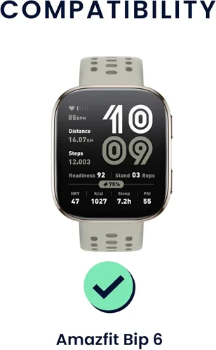 Vista 2 de kwmobile Correa compatible con Amazfit Bip 6 / Bip 5 Unity/Bip 5 / GTS 3 / Balance 2 / Correa de repuesto de silicona para reloj - Negro/Gris oscuro