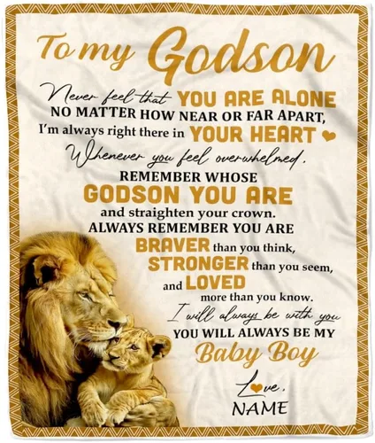 Vista 19 de Manta personalizada con texto en inglés «To My Godson», de Godmother Godmother Wolf Moon, My Love for You is Forever Godson Birthday Christmas
