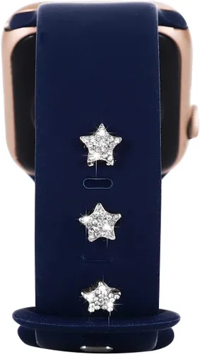 Vista 19 de 3 piezas de clavos decorativos de metal brillante compatibles con Apple Watch Band 45/44/42/41/40/38mm bandas de silicona para mujeres iWatch Series
