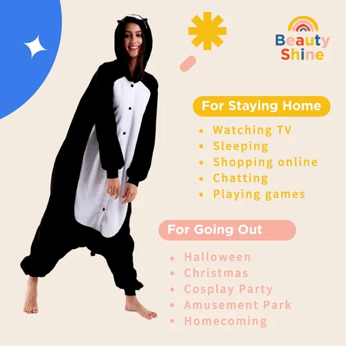 Vista 4 de Beauty Shine Unisex Adult Onesie Pajamas, Cartoon Costume Halloween Christmas Sleepwear Jumpsuit Plush Cosplay