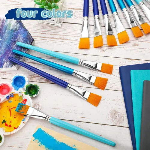 Vista 3 de Honoson Pinceles de pintura para pintura acrílica, pinceles grandes a granel con mango de madera para acrílico, acuarela, óleo, manualidades, arte