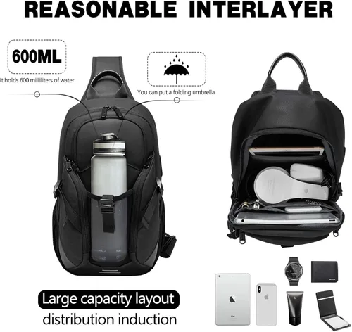 Vista 3 de JUMO CYLY Bolso bandolera de cuero para hombre con bolsa impermeable para hombre