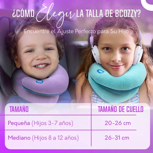 Vista 5 de BCOZZY Paquete de 2 almohadas de viaje para niños, color rosa pequeño y azul marino pequeño, soporte patentado para la cabeza, el cuello