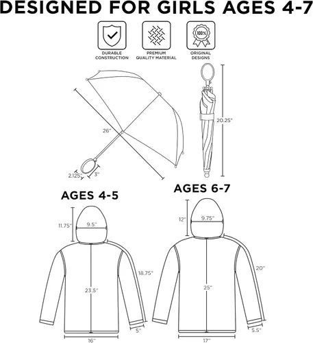 Vista 7 de DreamWorks Conjunto de chubasquero y poncho para niñas de 4 a 7 años