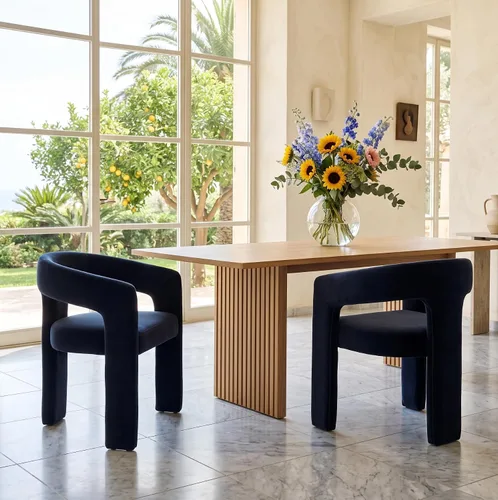 Vista 37 de RIVOVA Silla de comedor moderna de barril, silla lateral acolchada en lino con brazos cómoda para tocador, silla para comedor, sala de estar