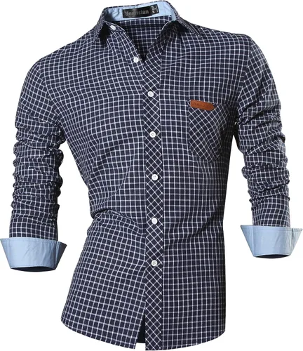 Vista 74 de jeansian - Camisas de manga larga de ajuste entallado para hombre (8397), con botones, informales y de vestir.