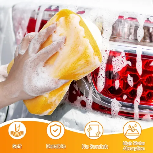 Vista 5 de Tioncy 6 esponjas grandes a granel de 7.5 x 5.5 x 1.9 pulgadas, lechada de espuma para lavado de autos, esponja de limpieza y lavado, espuma