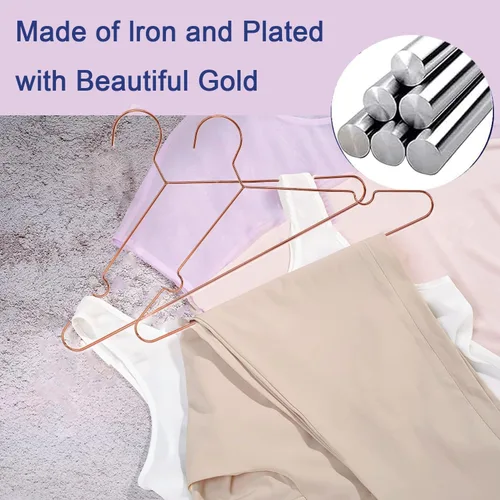 Vista 4 de Perchas de ropa estándar de alambre de metal de color oro rosa, paquete de 30 perchas resistentes para camisas, blusas, 16.5 pulgadas, traje
