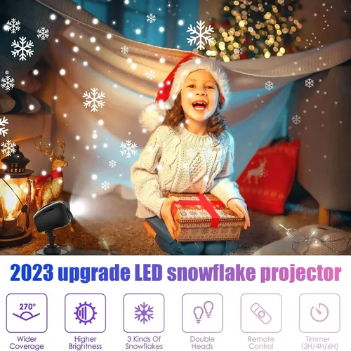 Vista 3 de Proyector de luces de copo de nieve para exteriores con control remoto, luces de proyector de copo de nieve de Navidad, IP65 impermeable, luz