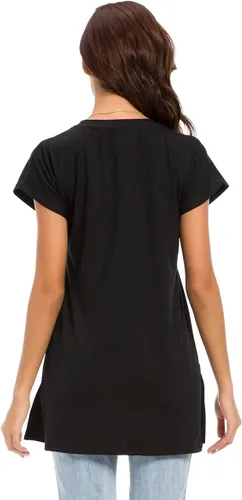 Vista 4 de LUSMAY Camisetas casuales de verano para mujer, con abertura lateral, túnica de manga corta