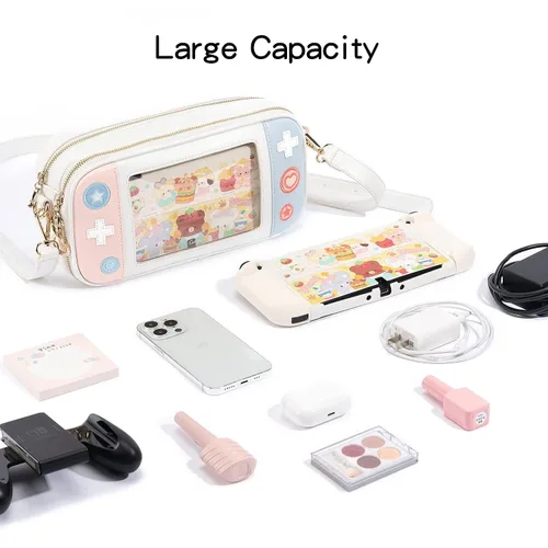 Vista 2 de GeekShare Switch Case Compatible with SwitchSwitch OLED - Travel Crossbody Switch Carrying Case with Adjustable Shoulder Strap for Switch Console