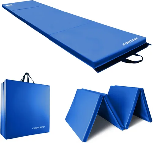 Vista 15 de RitFit Upgraded Folding Exercise Mat, 2 Inch Thick Gymnastics Mat Negro (2' x 8')