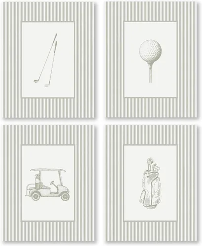Vista 14 de Pleonox Juego de 4 impresiones artísticas inspiradoras para pared de golf verde retro de 8 x 10 pulgadas, decoración de sala de deportes, fotos