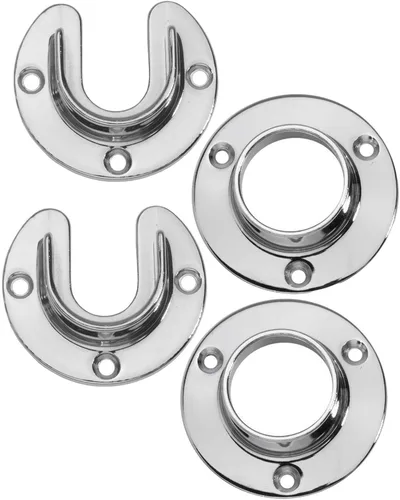 Vista 8 de Soporte de extremo de barra de acero inoxidable resistente con tornillos (cromo plateado, 1 juego)
