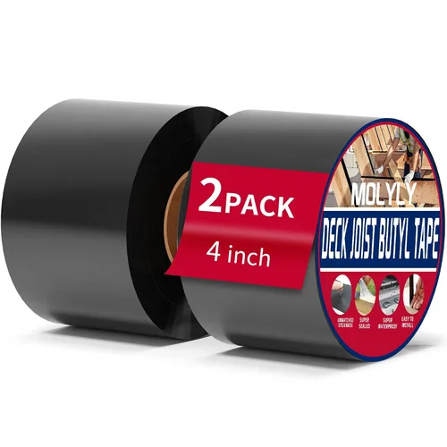 Vista 16 de Cinta de Viguetas para Terrazas de 1-5/8" x 50', 6 Rollos de Cinta de Viguetas de Cubierta Resistente a la Intemperie, Cinta de Viguetas de Butilo
