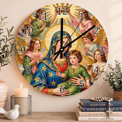 Vista 58 de Reloj de pared con versículo bíblico, con cita religiosa, reloj de madera, texto inspirador cristiano, reloj de madera rústico personalizado