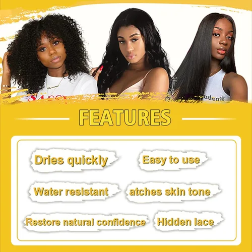 Vista 8 de Mousse de cabello de encaje para pelucas, tupés y extensiones para el cabello de mujer, 3.4 onzas líquidas, tinte de espuma de color de acabado