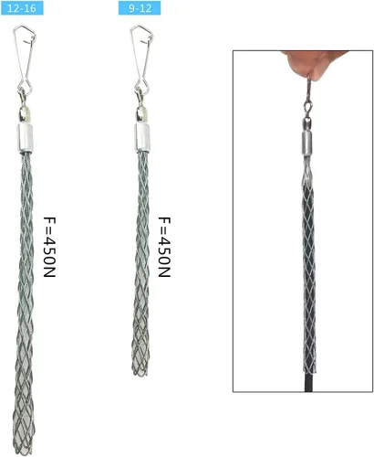 Vista 3 de Calcetines de tracción de cable de 0.472-0.630 in con agarre de malla de ojo de agarre de alambre Extractor de cable Calcetines de agarre de malla