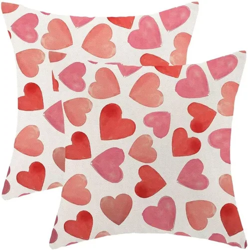 Vista 8 de BETGINY Fundas de almohada rosas de San Valentín de 18 x 18 pulgadas, paquete de 2, fundas de almohada decorativas de lino para dormitorio, hogar