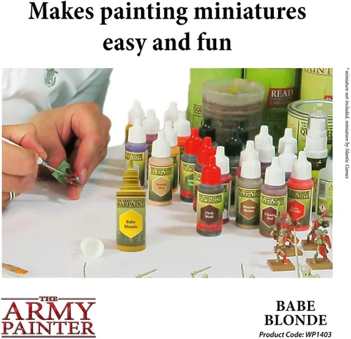 Vista 4 de The Army Painter Babe Blonde Warpaint - Pintura acrílica no tóxica a base de agua muy pigmentada para juegos de rol de mesa, juegos de mesa