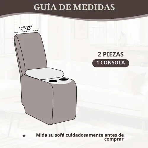 Vista 3 de ALIECOM Funda para Consola Central de Sillón Reclinable, Funda Elástica para Sofá Seccional Reclinable en Forma de L, Funda de Esquinas para Sofá