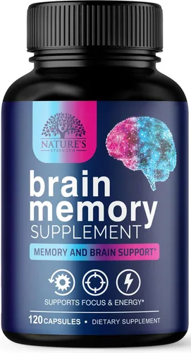 Vista 10 de Píldoras de suplemento de memoria cerebral, nootrópicos de fuerza 3X para concentración, claridad y apoyo de enfoque, salud cerebral, vitaminas