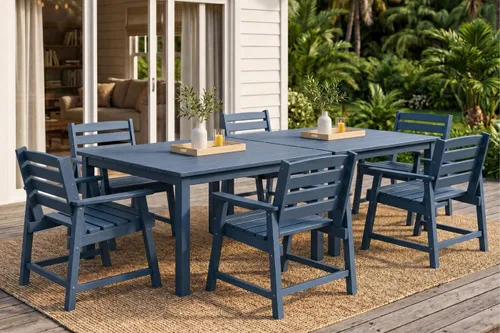 Vista 20 de Juego de comedor al aire libre HDPE para 4, mesa cuadrada y Negro