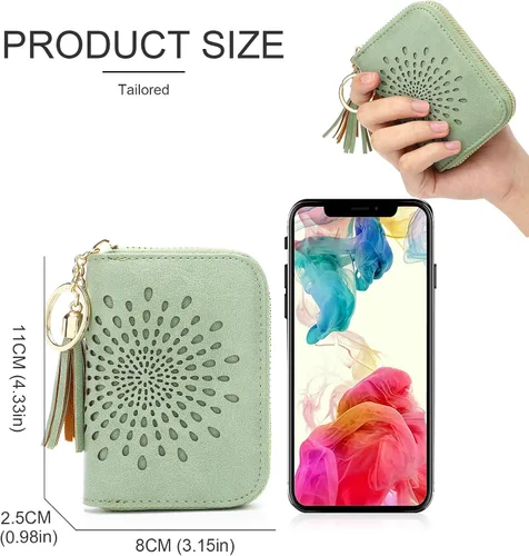 Vista 5 de APHISON RFID - Porta tarjeta de crédito con cremallera carteras pequeñas para mujer en cuero estilo girasol para mujer y niña caja de regalo 1927