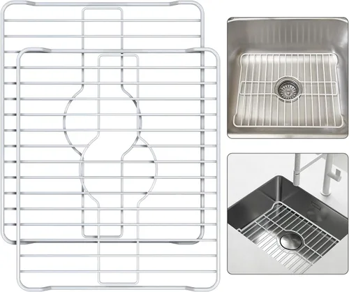 Vista 10 de Better Houseware Protectores de fregadero para fregadero de cocina, rejilla protectora de metal, 12 x 10.25 x 1 pulgadas, tapete negro