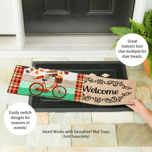 Vista 4 de Evergreen Flag Tapete para interruptor de bicicleta de otoño, tapete de entrada intercambiable para interiores y exteriores, 22 x 10 pulgadas, parte