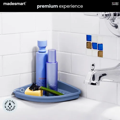 Vista 3 de madesmart Estante esquinero para bañera, organizador de baño con ventosa para champú, jabón, maquinillas de afeitar y accesorios de ducha, bandeja